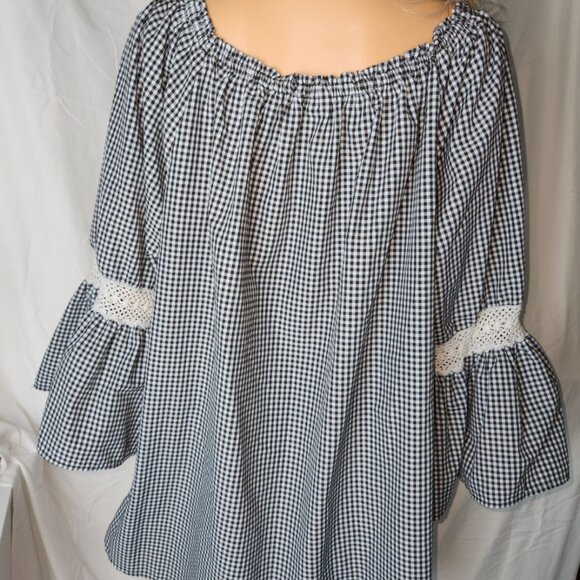 Women's 3X Boho, Hippie, Lacy, Large Bell Sleeves, Embordered Top cotton - Picture 6 of 16